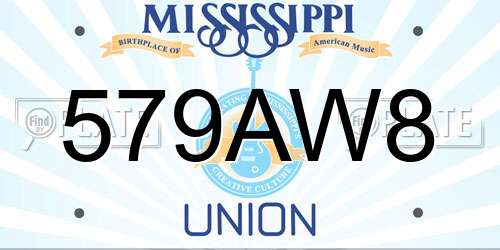 579AW8 Mississippi License Plate