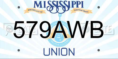 579AWB Mississippi License Plate