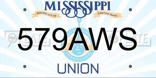 579AWS Mississippi License Plate