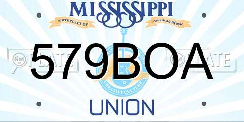 579BOA Mississippi License Plate