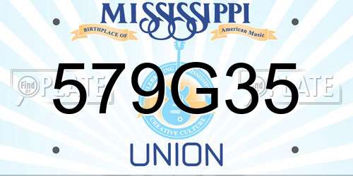 579G35 Mississippi License Plate