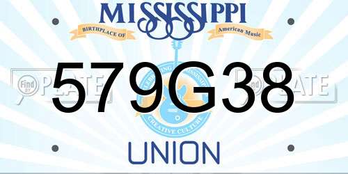 579G38 Mississippi License Plate