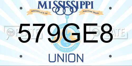579GE8 Mississippi License Plate