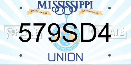 579SD4 Mississippi License Plate