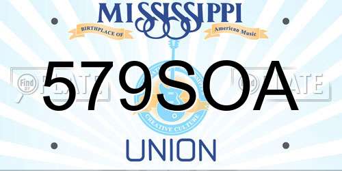 579SOA Mississippi License Plate