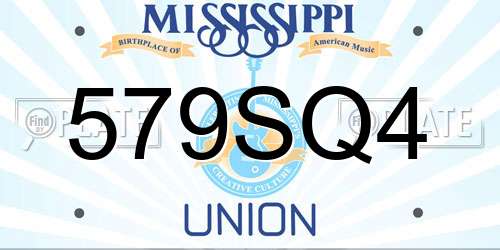 579SQ4 Mississippi License Plate