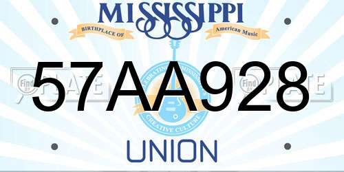 57AA928 Mississippi License Plate