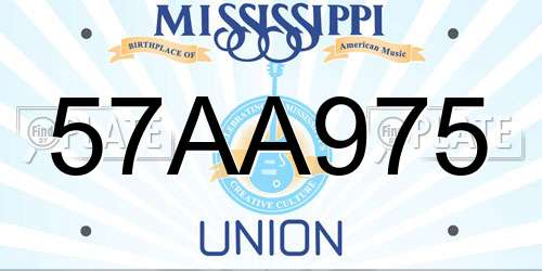 57AA975 Mississippi License Plate