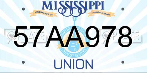 57AA978 Mississippi License Plate