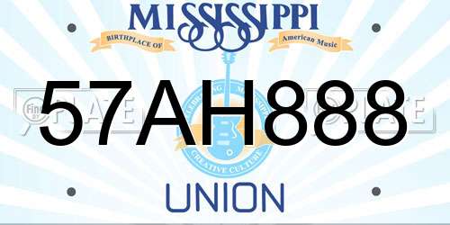 57AH888 Mississippi License Plate