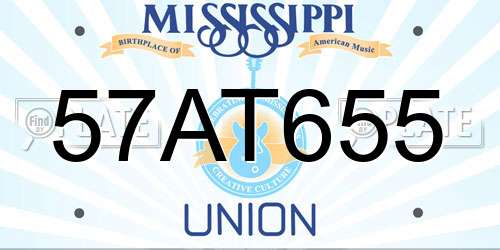57AT655 Mississippi License Plate