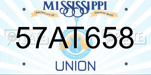 57AT658 Mississippi License Plate