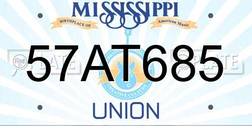57AT685 Mississippi License Plate