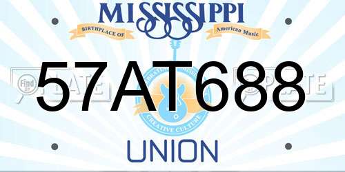 57AT688 Mississippi License Plate