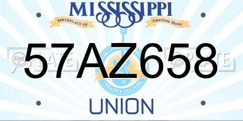 57AZ658 Mississippi License Plate