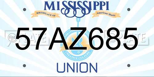 57AZ685 Mississippi License Plate
