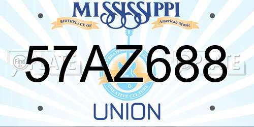 57AZ688 Mississippi License Plate