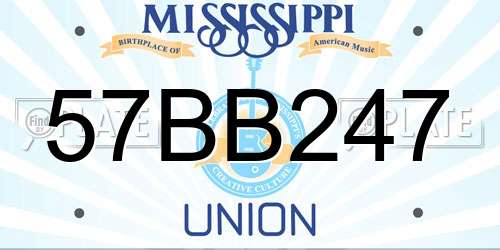57BB247 Mississippi License Plate