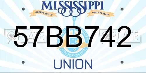 57BB742 Mississippi License Plate