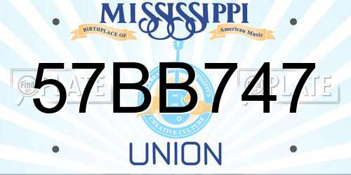 57BB747 Mississippi License Plate