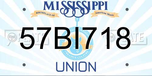 57BI718 Mississippi License Plate