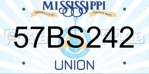 57BS242 Mississippi License Plate