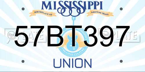 57BT397 Mississippi License Plate