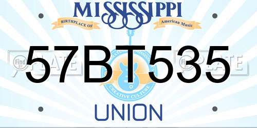 57BT535 Mississippi License Plate