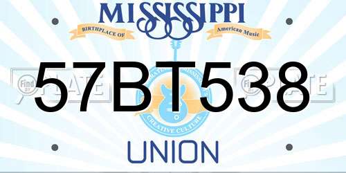 57BT538 Mississippi License Plate