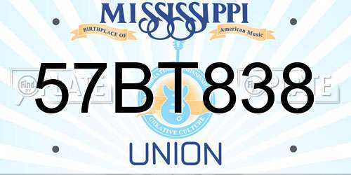 57BT838 Mississippi License Plate