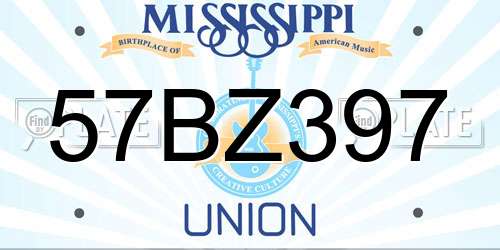 57BZ397 Mississippi License Plate