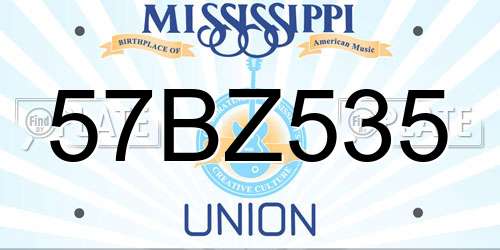 57BZ535 Mississippi License Plate