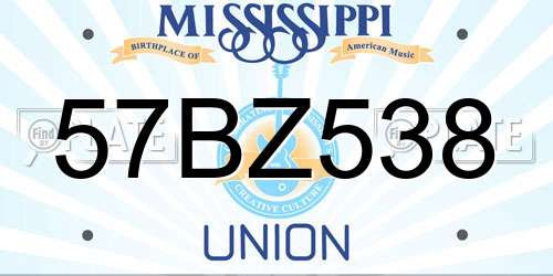 57BZ538 Mississippi License Plate