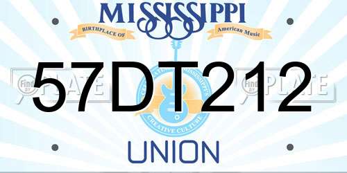 57DT212 Mississippi License Plate