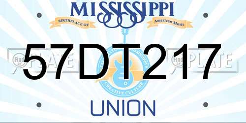 57DT217 Mississippi License Plate