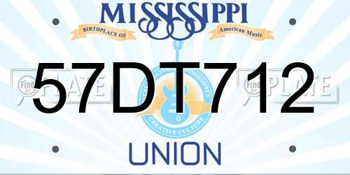 57DT712 Mississippi License Plate