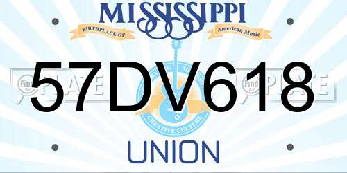 57DV618 Mississippi License Plate