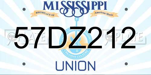 57DZ212 Mississippi License Plate