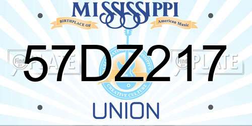 57DZ217 Mississippi License Plate