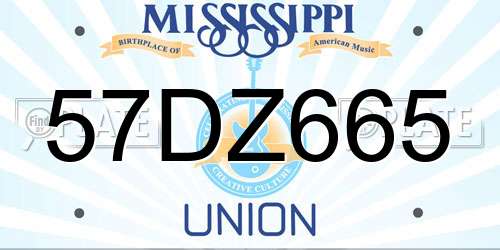 57DZ665 Mississippi License Plate