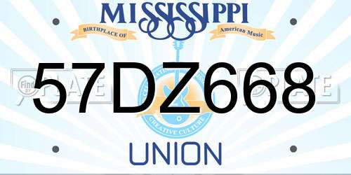 57DZ668 Mississippi License Plate
