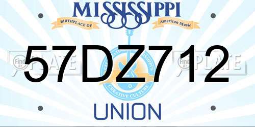 57DZ712 Mississippi License Plate