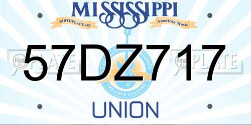 57DZ717 Mississippi License Plate