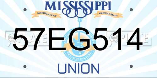 57EG514 Mississippi License Plate