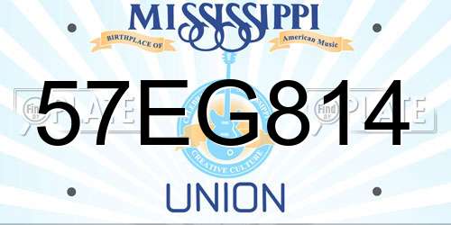 57EG814 Mississippi License Plate