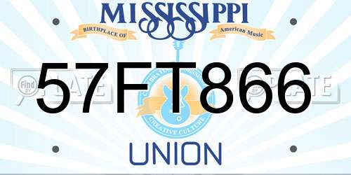 57FT866 Mississippi License Plate