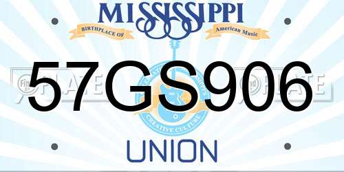 57GS906 Mississippi License Plate
