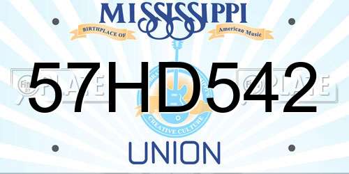57HD542 Mississippi License Plate