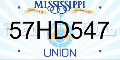 57HD547 Mississippi License Plate