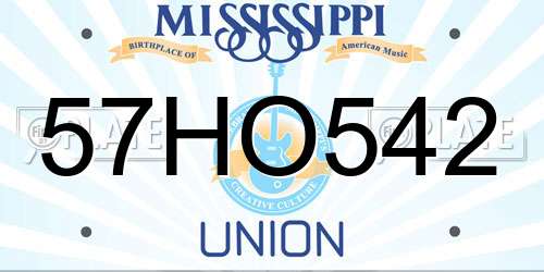 57HO542 Mississippi License Plate